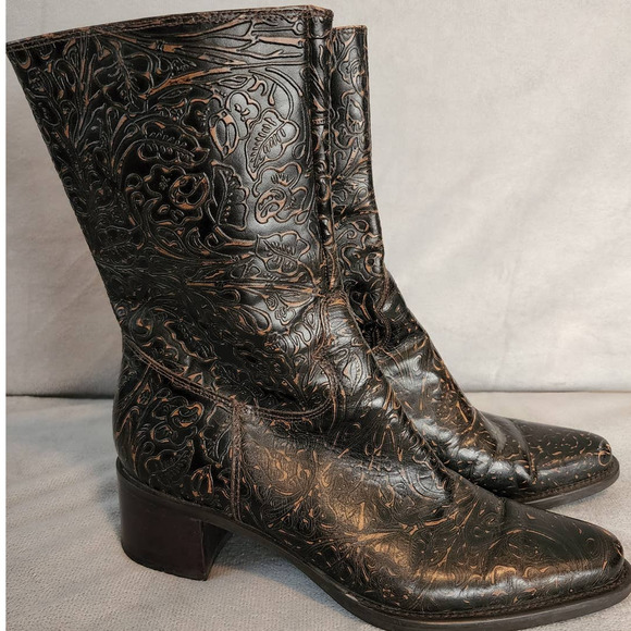 Franco Sarto Tooled Leather Boots Size 8